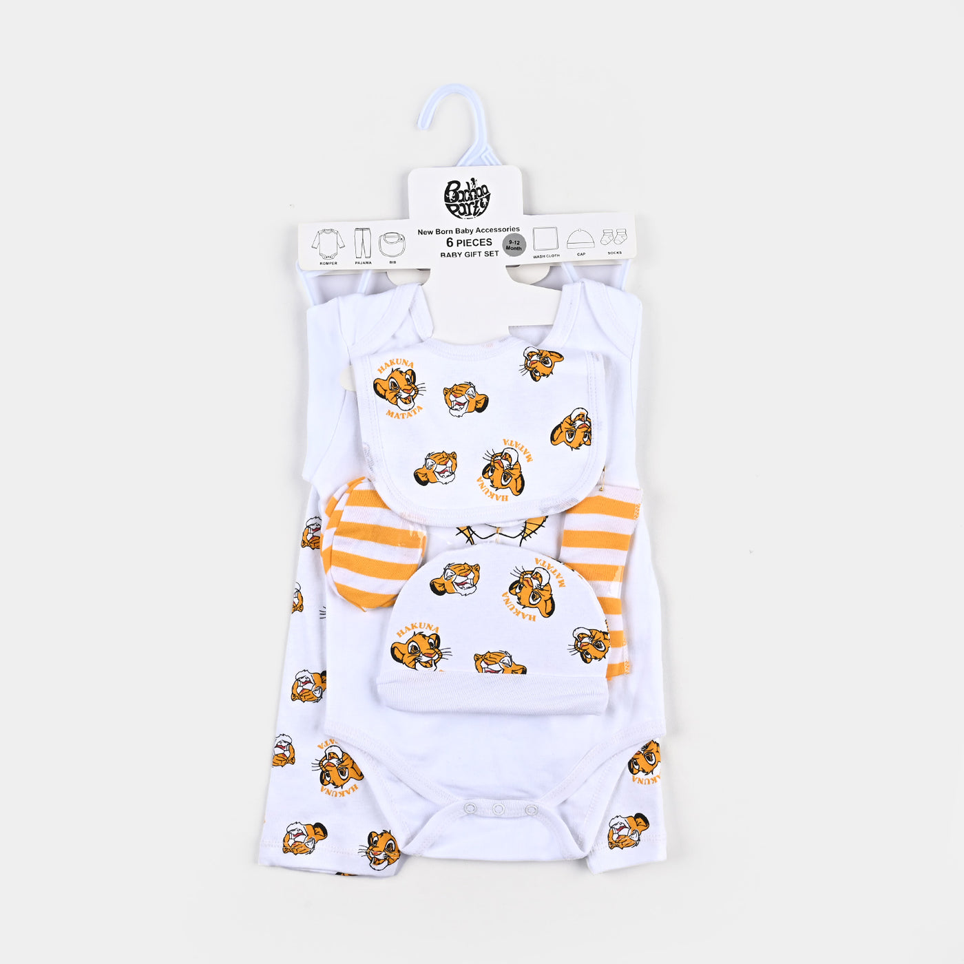 Infant Boys Cotton Interlock 6 Piece Set Lion King-White