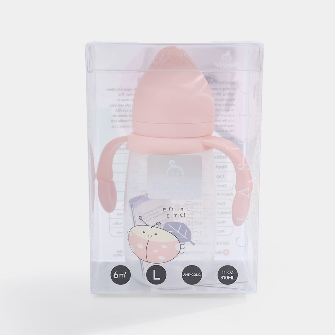 Roots Wide Neck Feeder Bottle 310ml - Pink  (J1009)