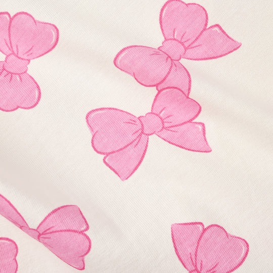 Girls Cotton Jersey T-Shirt F/S Bow Pattern