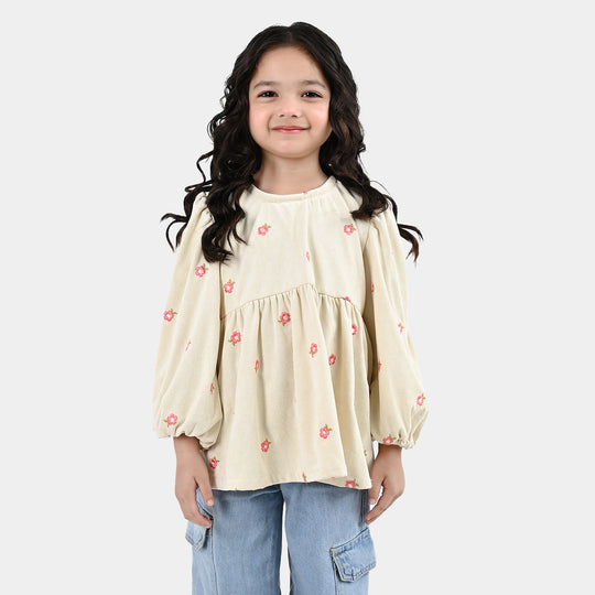 Girls Polyester Emb Top Dusky