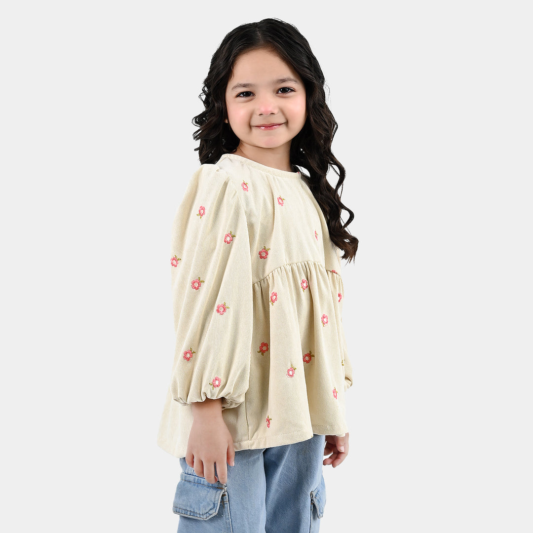 Girls Polyester Emb Top Dusky
