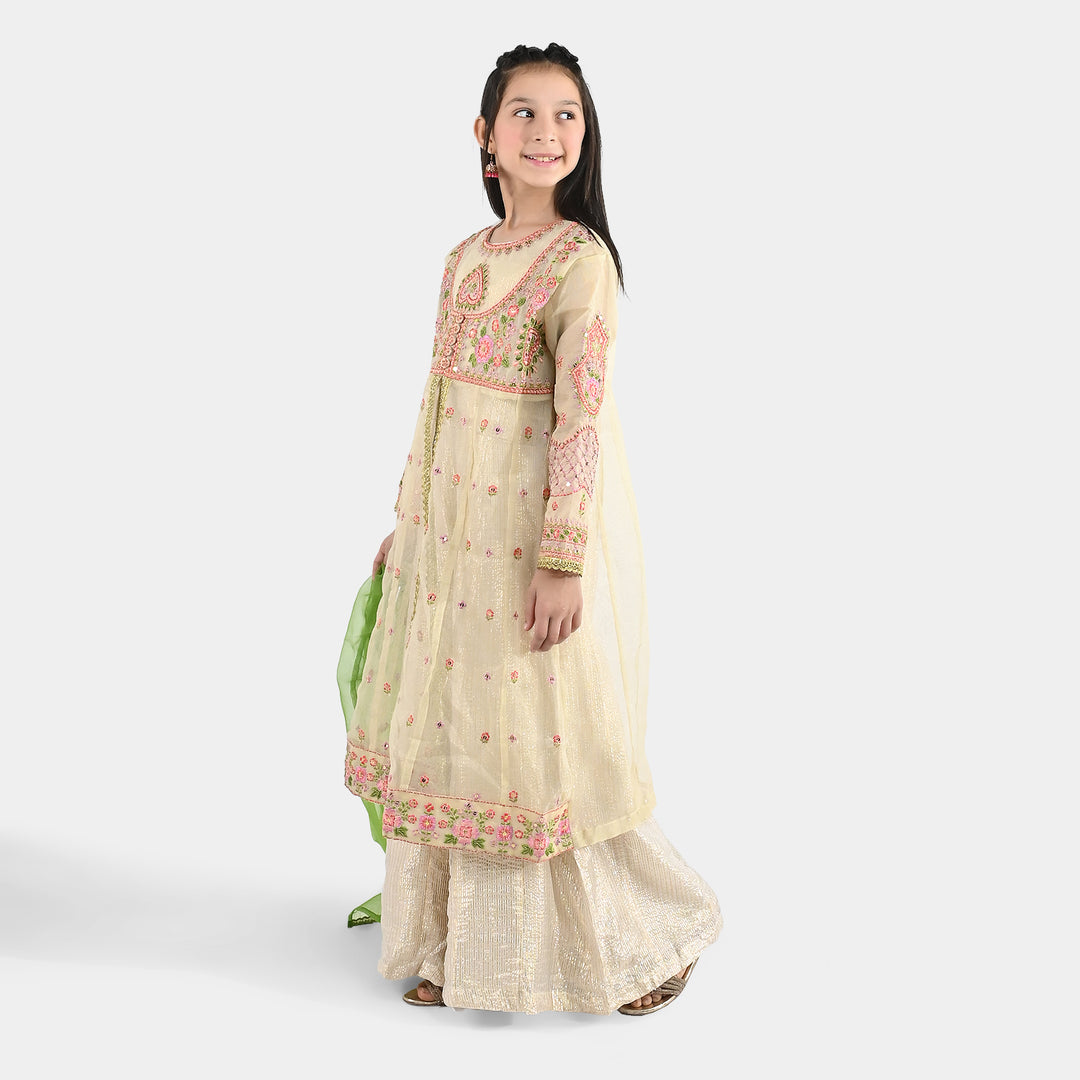 Girls Jacquard 3Pcs Gul Raiz-Cream