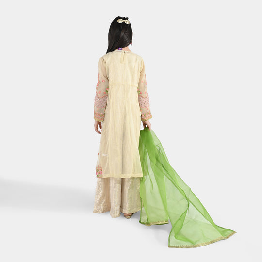 Girls Jacquard 3Pcs Gul Raiz-Cream