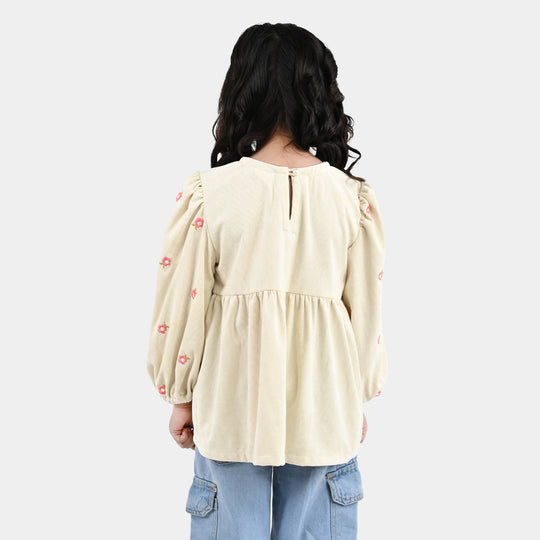 Girls Polyester Emb Top Dusky