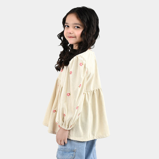 Girls Polyester Emb Top Dusky