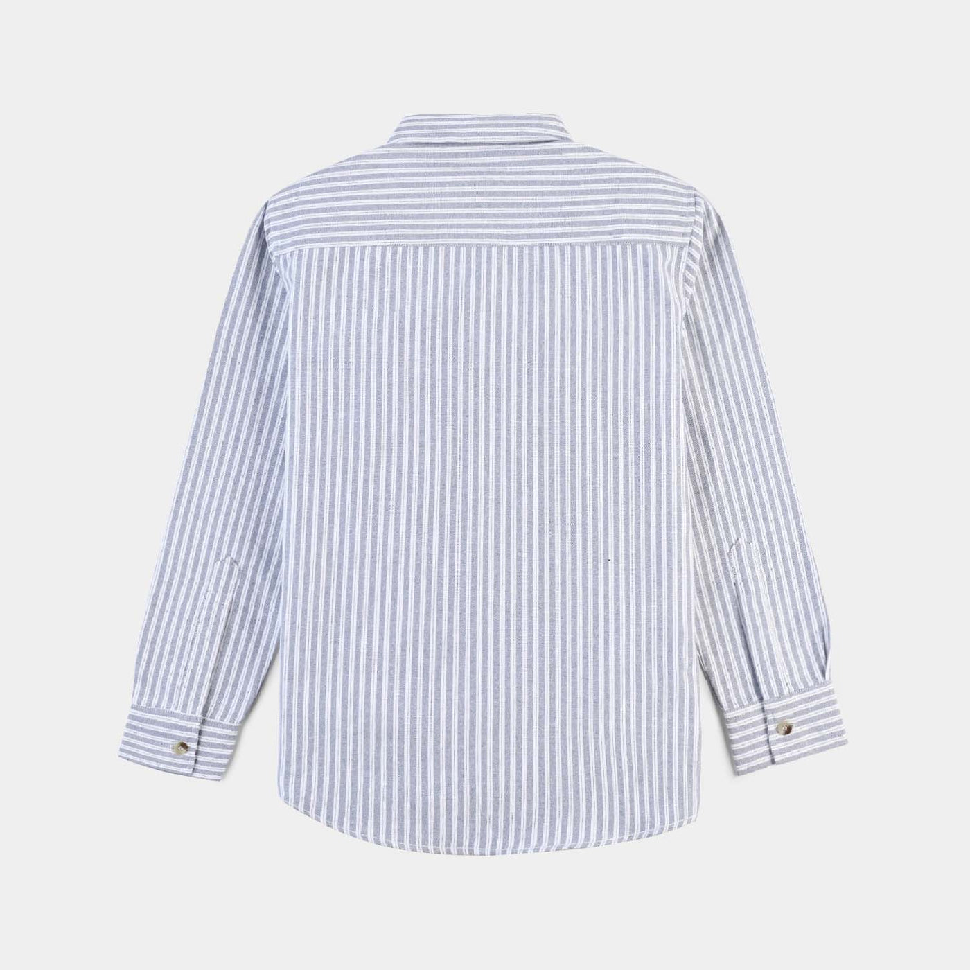 Boys Yarn Dyed Casual Shirt (All About Having Fun)-Whte.Stripe