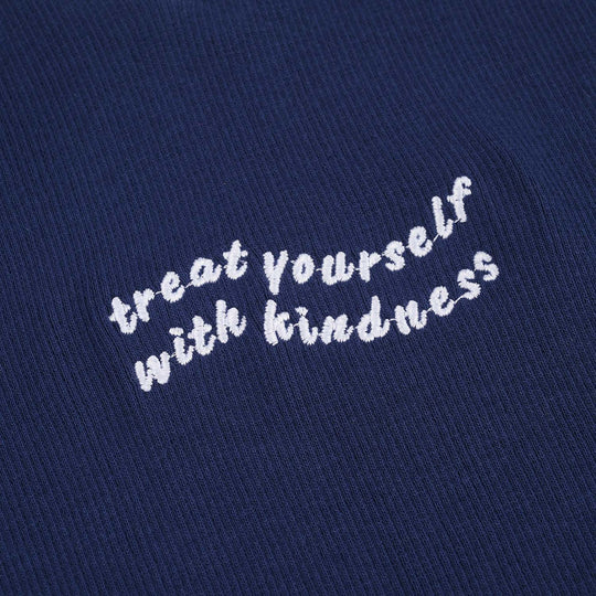 Girls 2x1 Rib T-Shirt (Treat Yourself) - Navy Blue