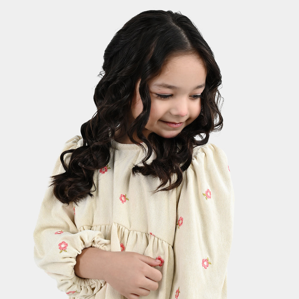 Girls Polyester Emb Top Dusky