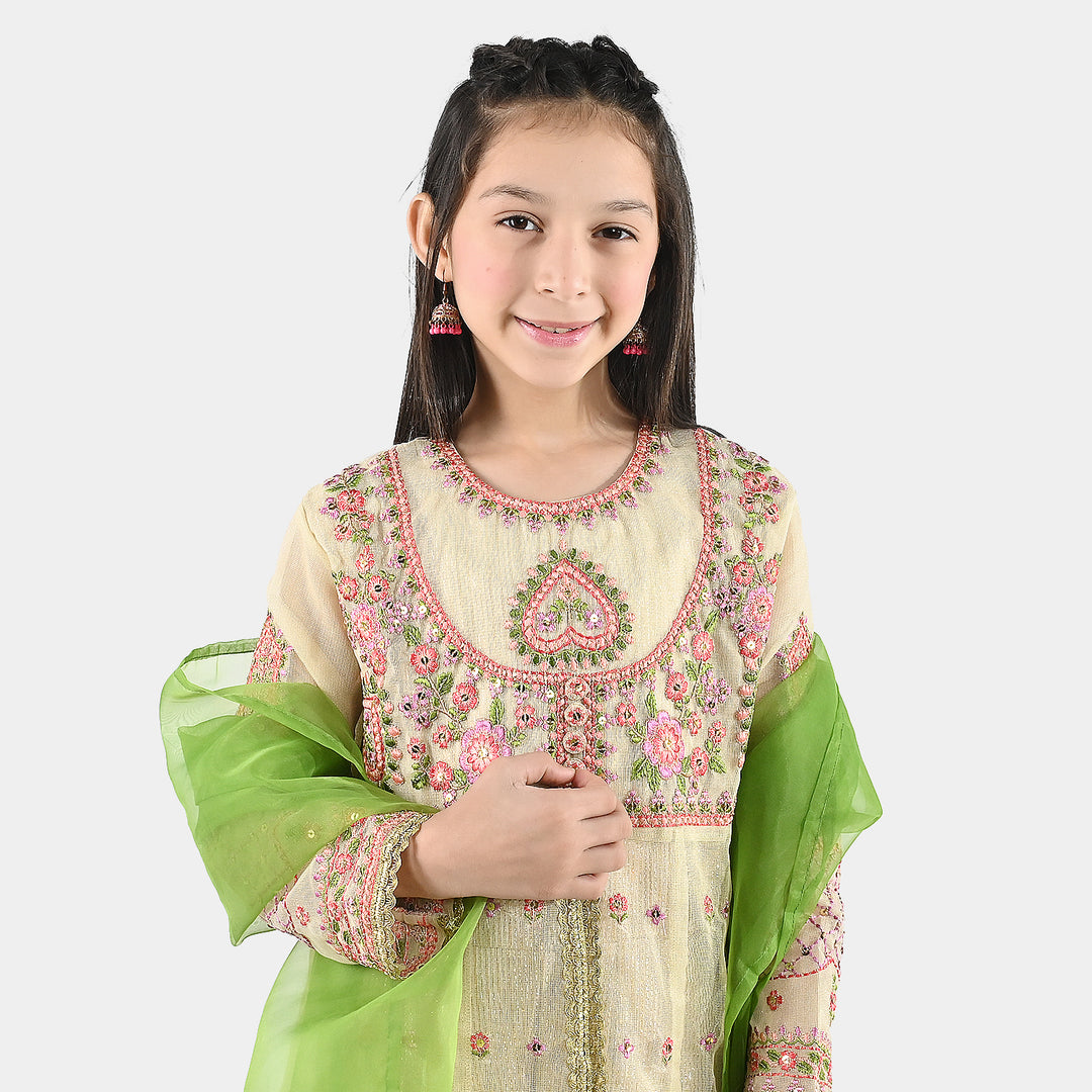 Girls Jacquard 3Pcs Gul Raiz-Cream