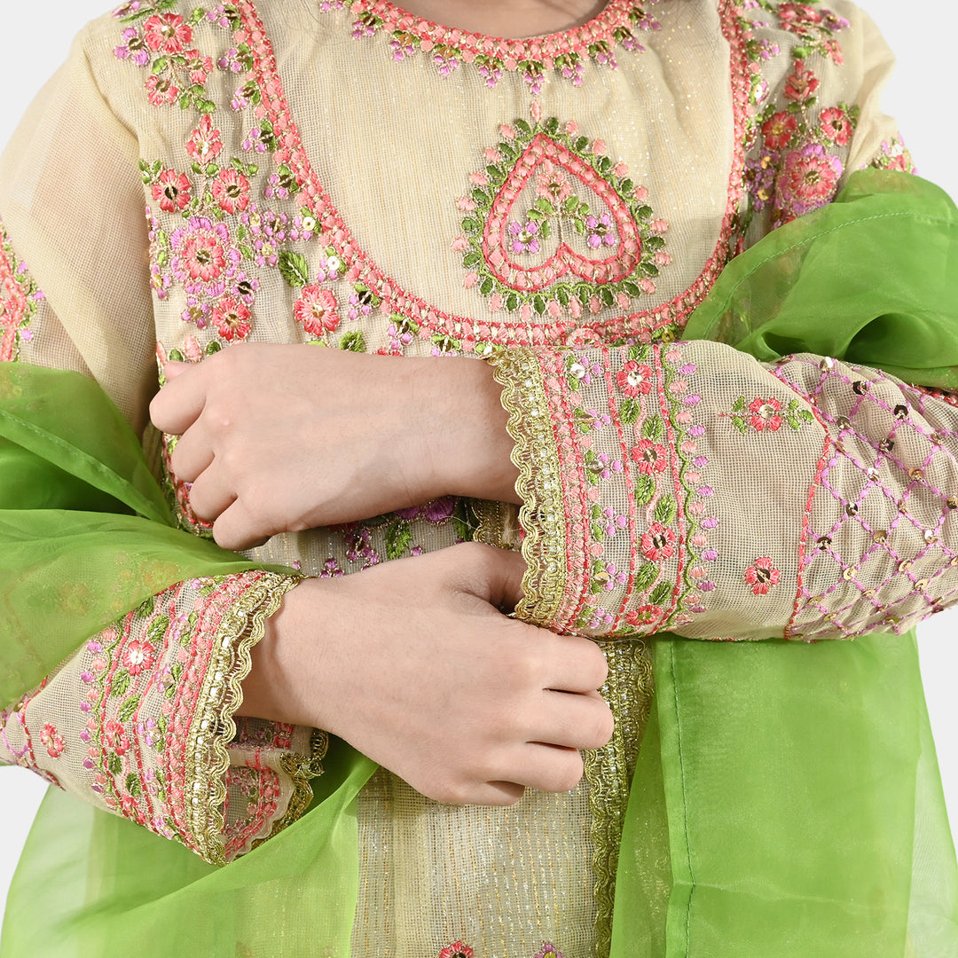 Girls Jacquard 3Pcs Gul Raiz-Cream