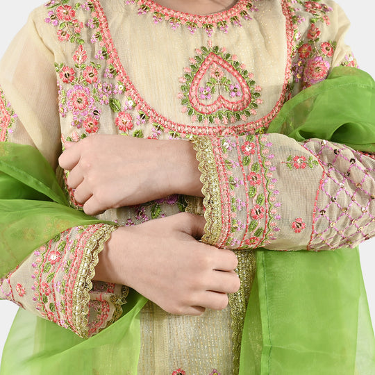 Girls Jacquard 3Pcs Gul Raiz-Cream