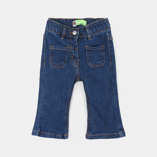 Infant Girls Denim Stretch PANT CHERRY POCKETS-Dark.Blue