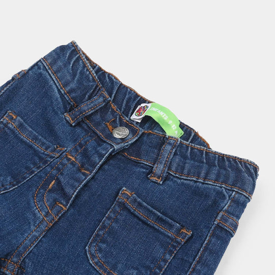 Infant Girls Denim Stretch PANT CHERRY POCKETS-Dark.Blue