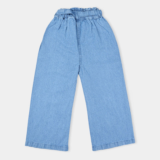 Girls Denim Pant Paper bag-LIGHT BLUE