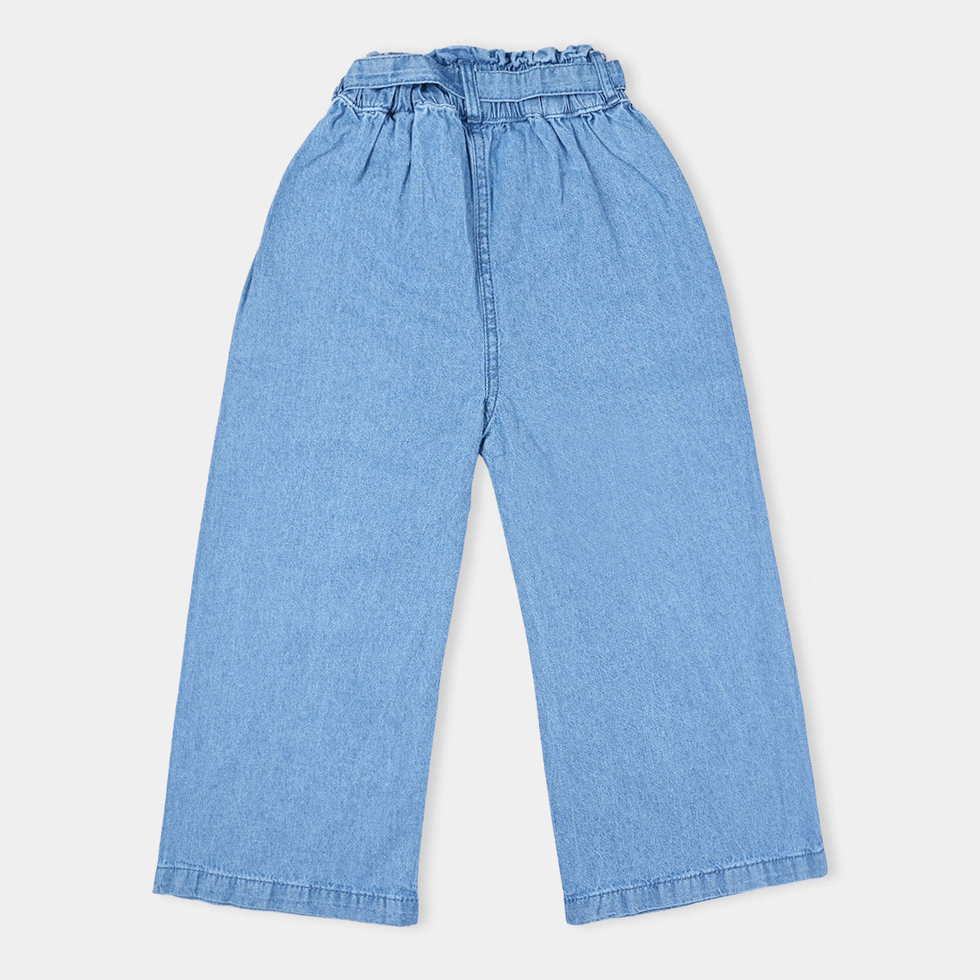 Girls Denim Pant Paper bag-LIGHT BLUE