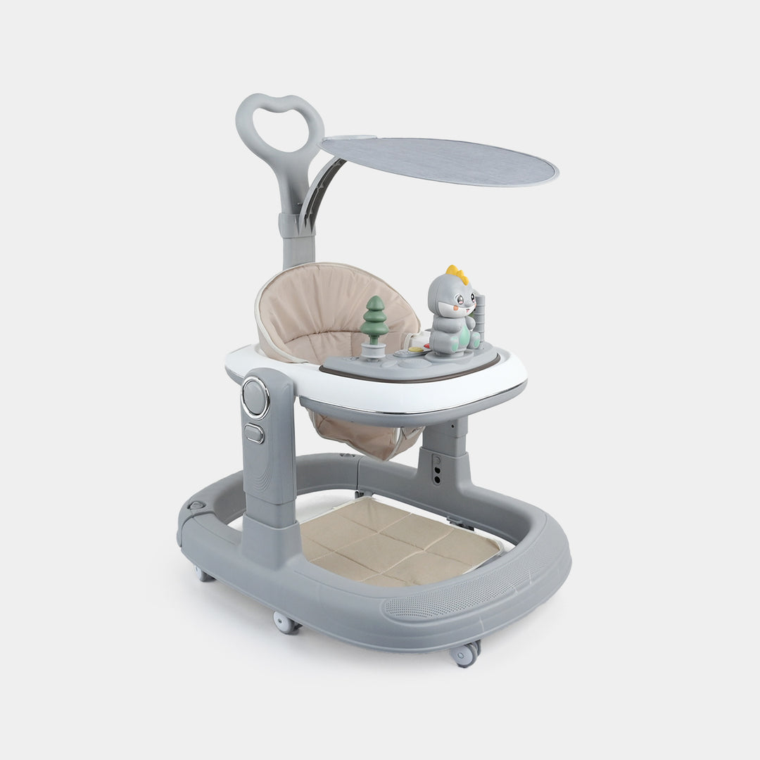 3-in-1 Multi-Functional Baby Walker with Canopy & Push Bar