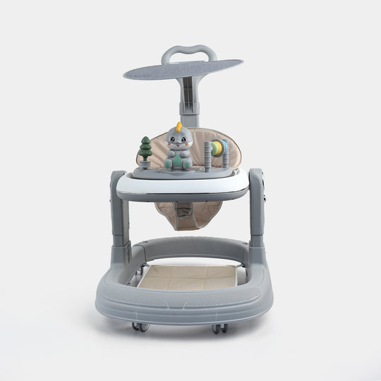 3-in-1 Multi-Functional Baby Walker with Canopy & Push Bar