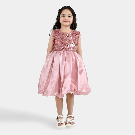 Girls Sherpa Fancy Frock-Stylish-Peach