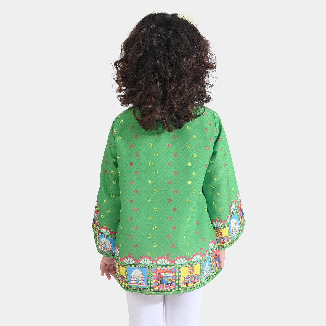 Girls Poly Net Casual Top Dil Dil Pakistan Ind-GREEN