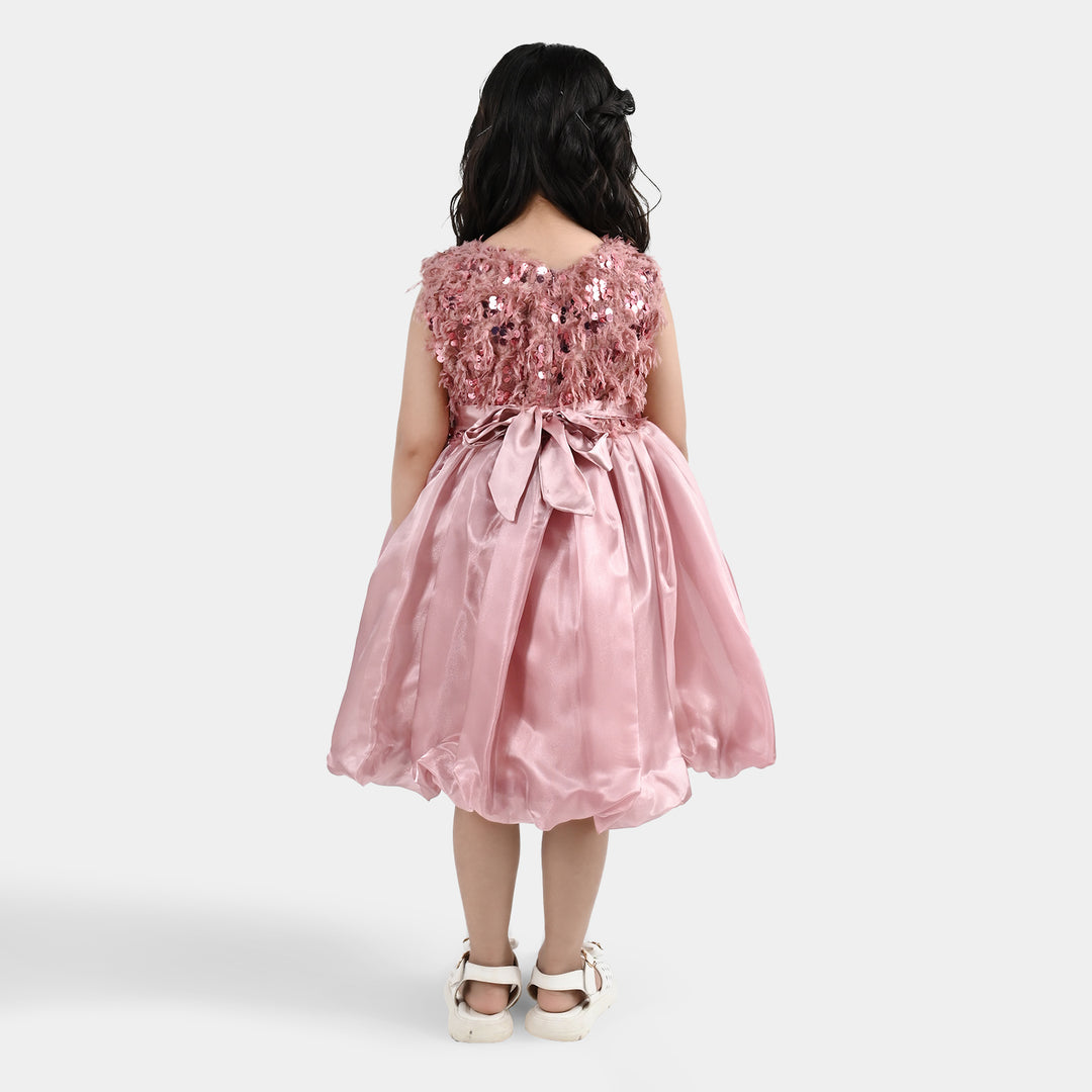 Girls Sherpa Fancy Frock-Stylish-Peach