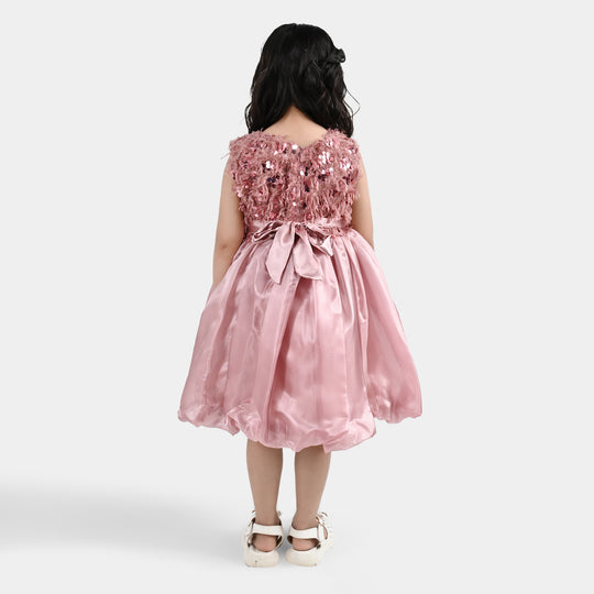 Girls Sherpa Fancy Frock-Stylish-Peach