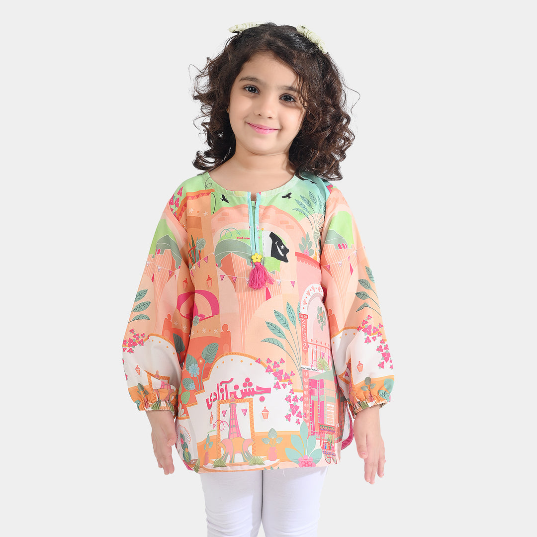 Girls Poly Net Casual Top Azadi Story Ind-Multi