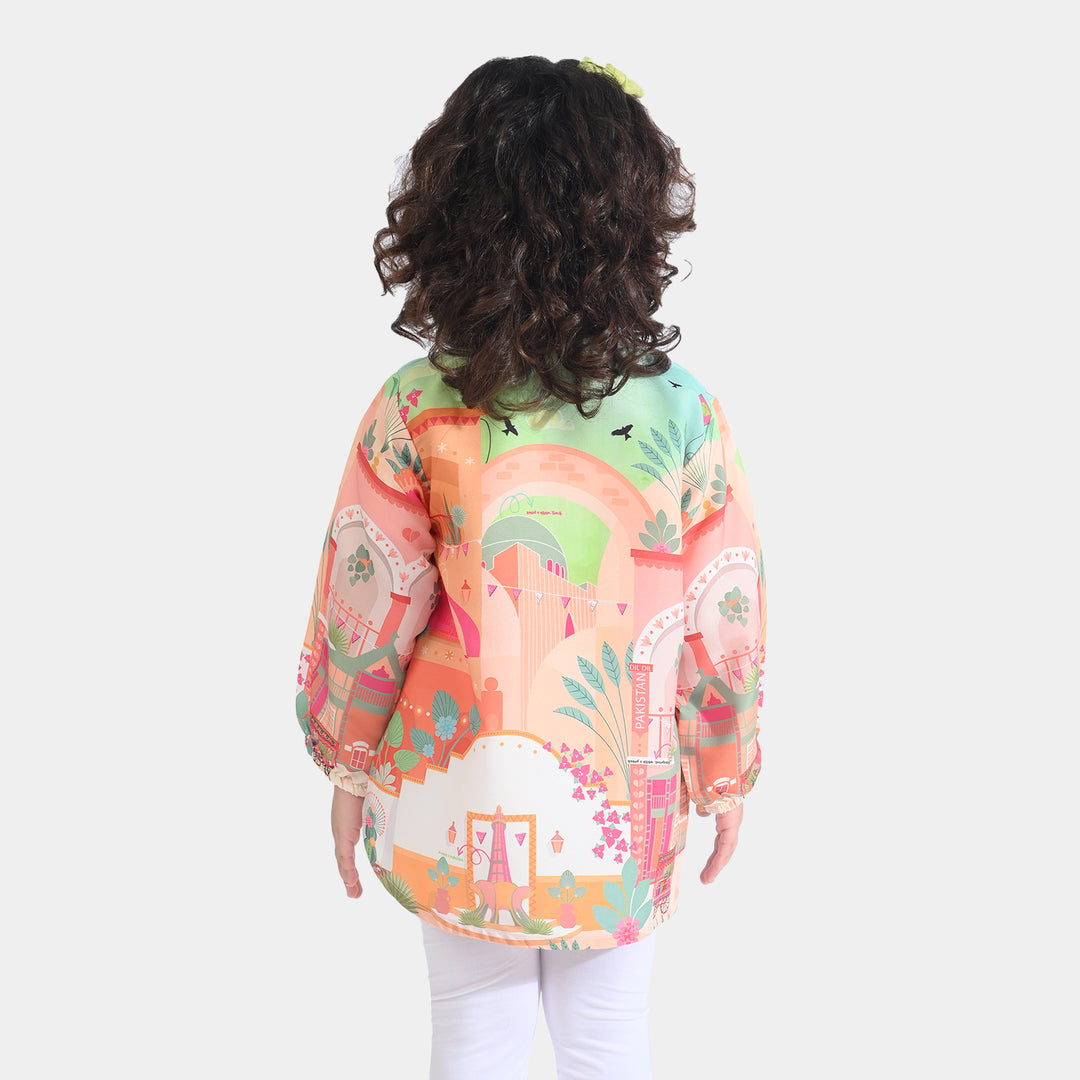 Girls Poly Net Casual Top Azadi Story Ind-Multi