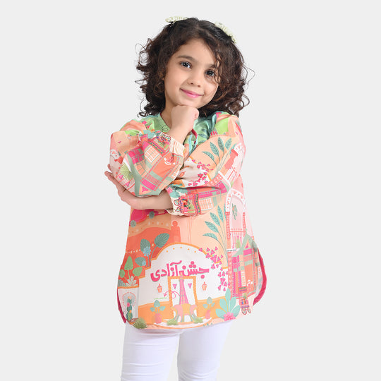 Girls Poly Net Casual Top Azadi Story Ind-Multi