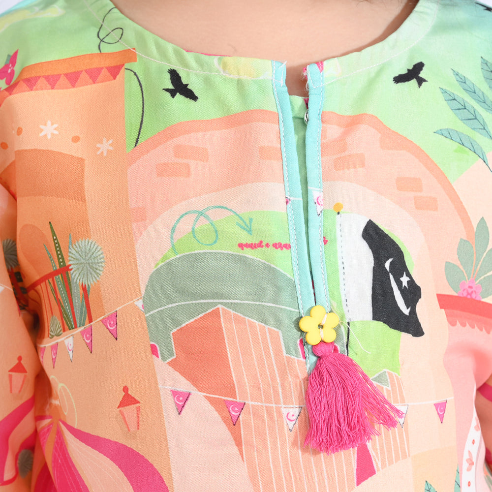 Girls Poly Net Casual Top Azadi Story Ind-Multi