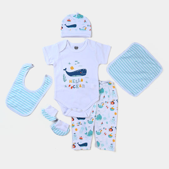 Infant Boys Cotton Interlock 6 Piece Set-mIX