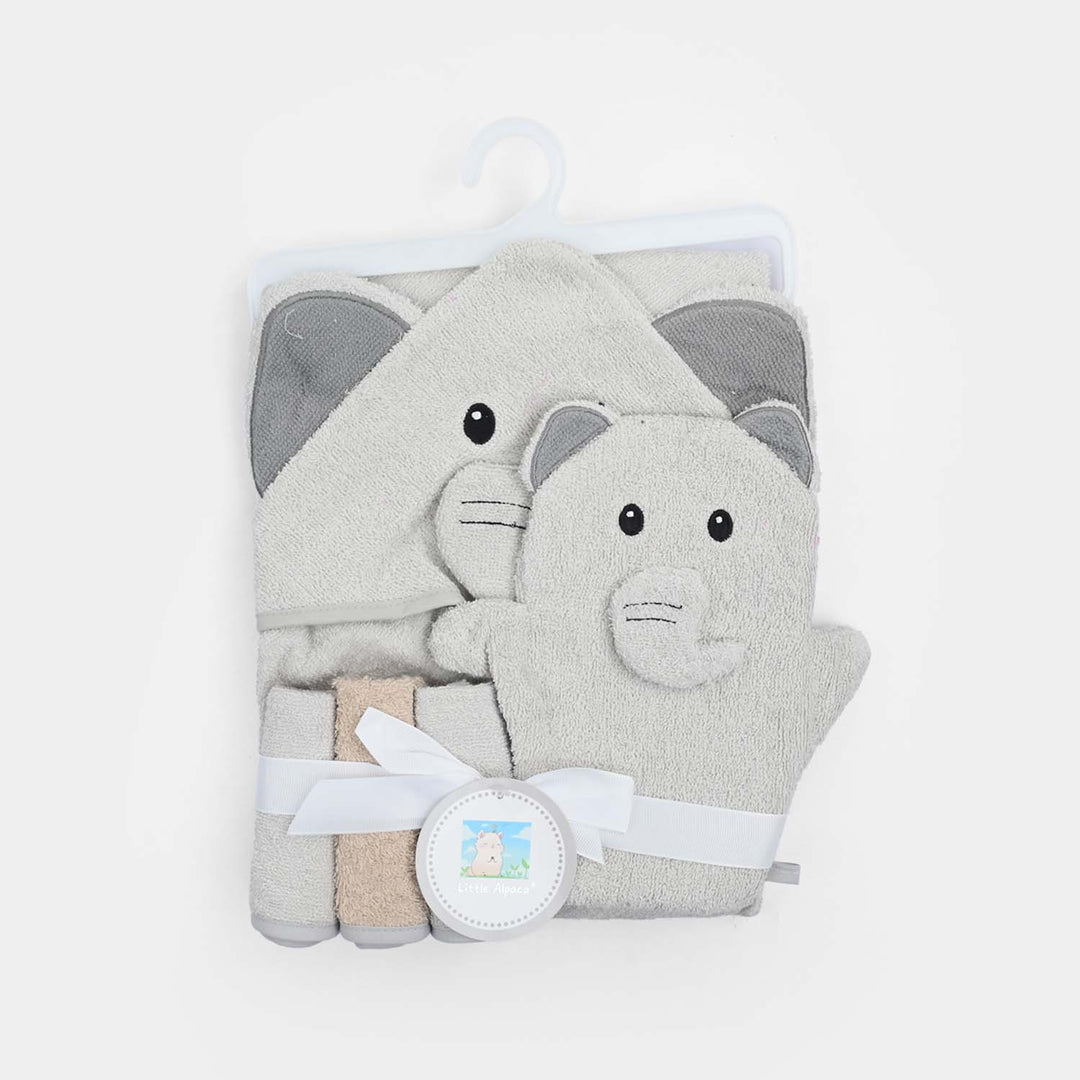 Baby Hooded Bath Towel & Matching Washcloth Set
