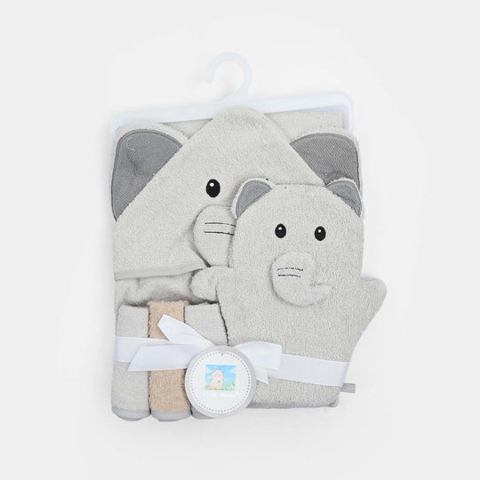 Baby Hooded Bath Towel & Matching Washcloth Set