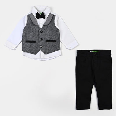 Infant Boys Yarn Dyed Woven Suit F/S 016 Black Lines-Black/White