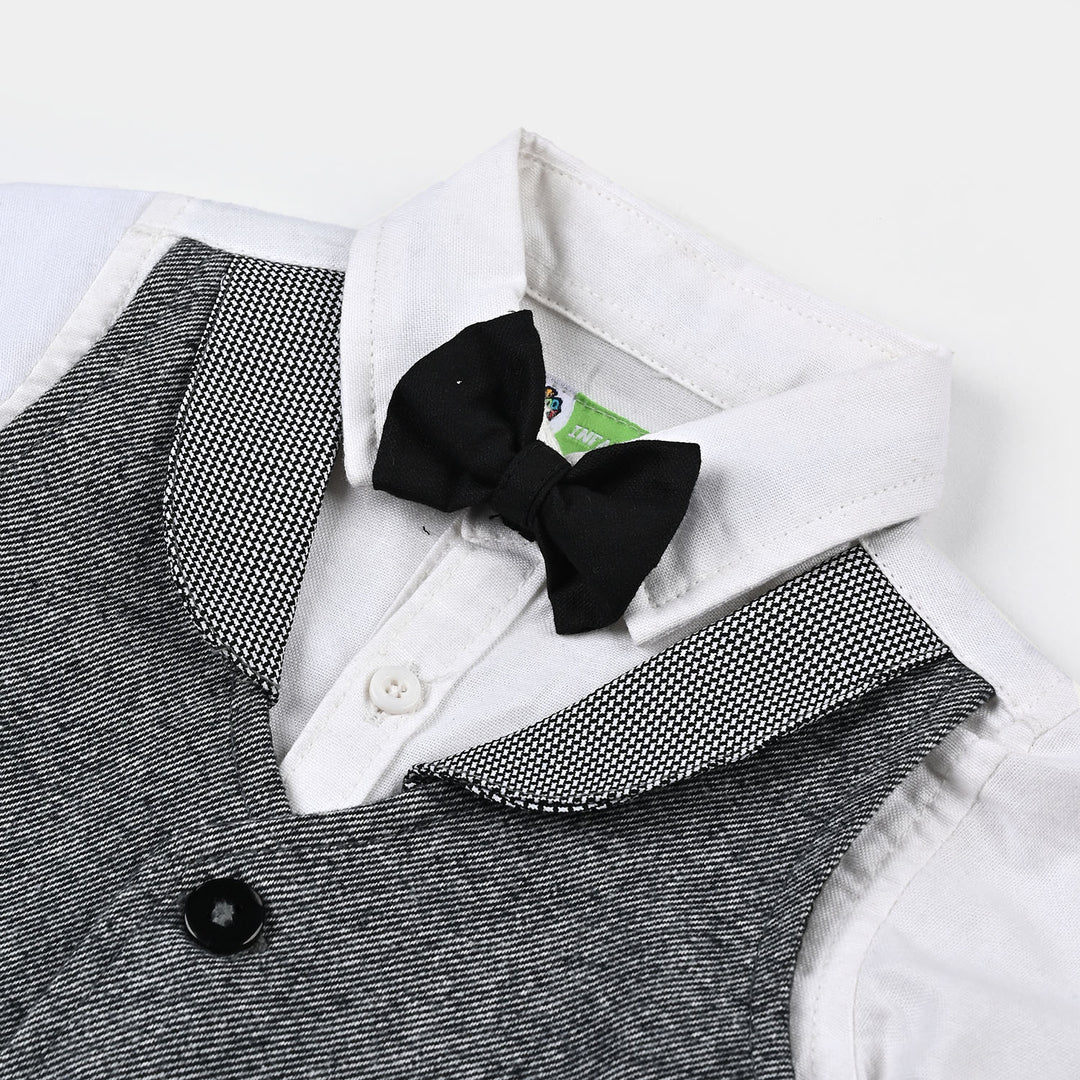 Infant Boys Yarn Dyed Woven Suit F/S 016 Black Lines-Black/White