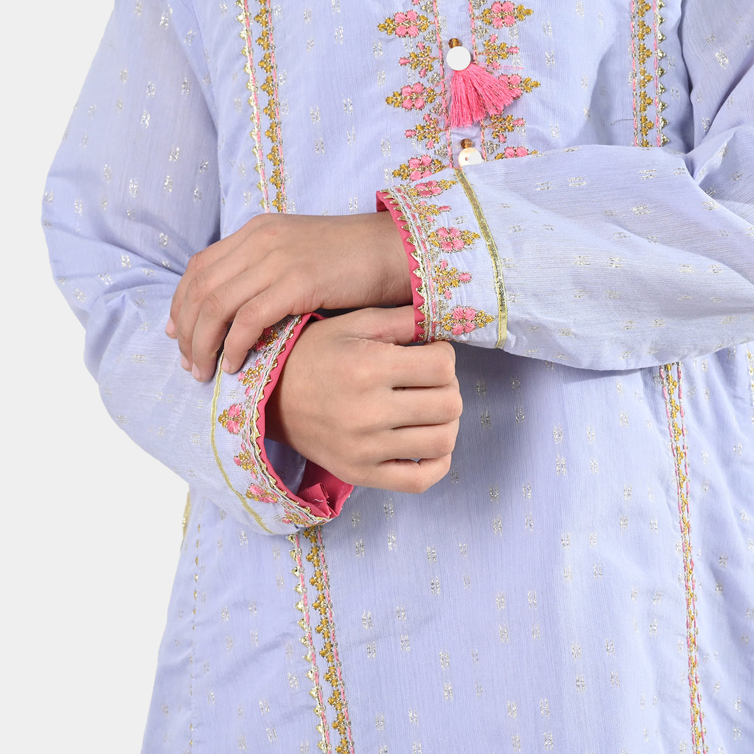 Girls Jacquard 3 Piece Suit (Mahay Rang) - Lilac