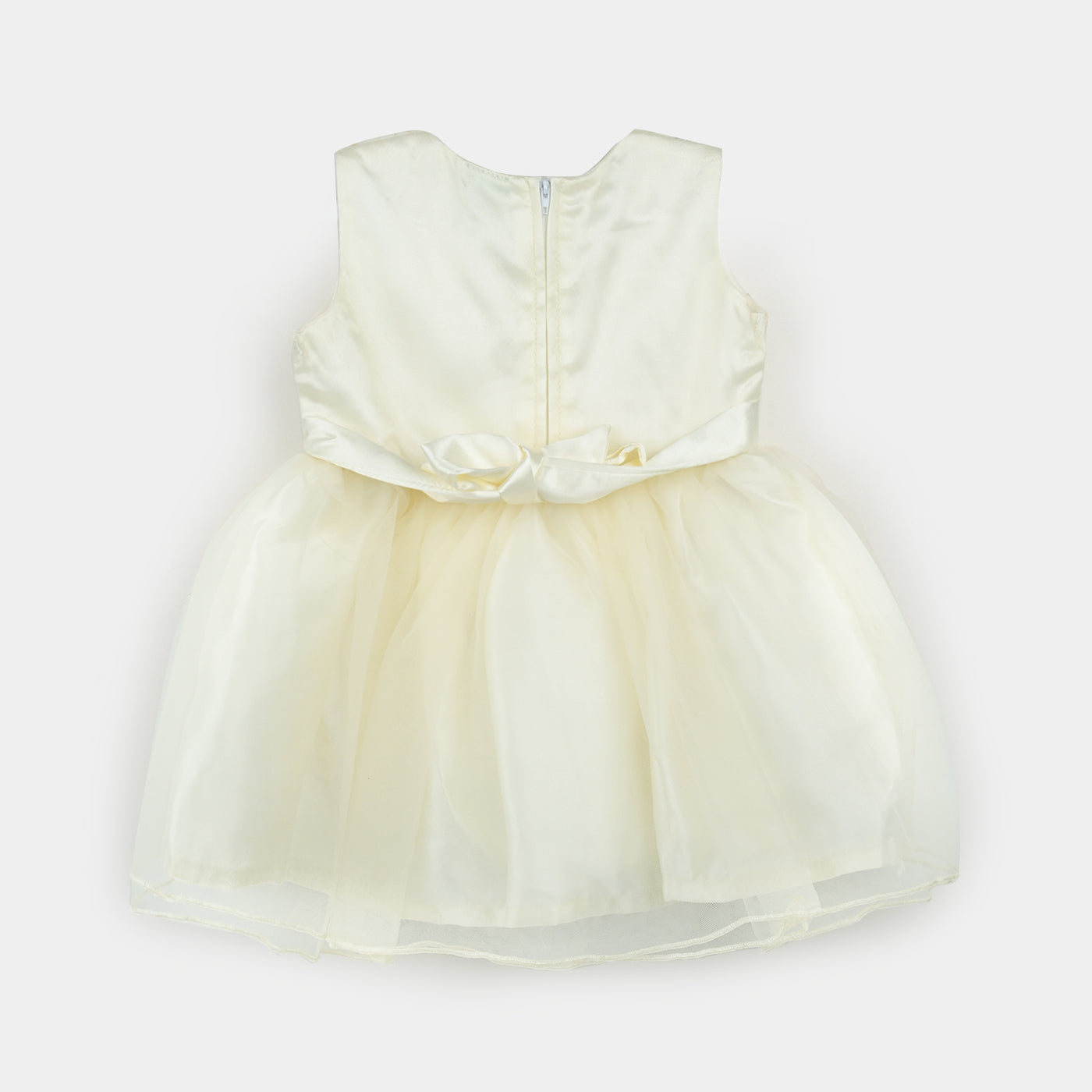 Infant Girl Poly Satin Fancy Frock Little Shine-Cream