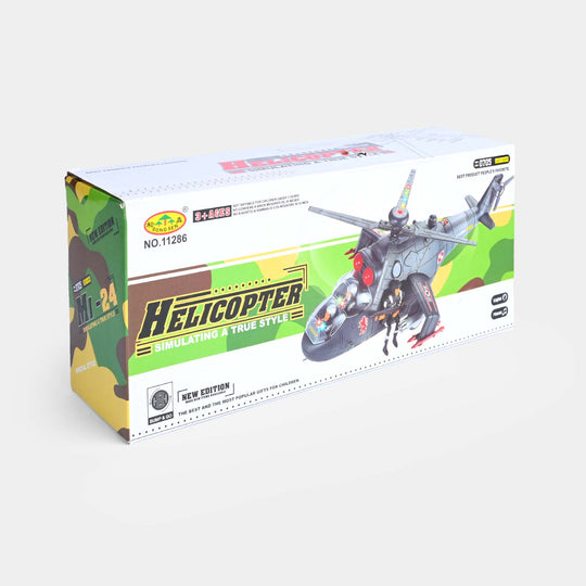 Military Style Simulation Helicopter Toy with Light & Music