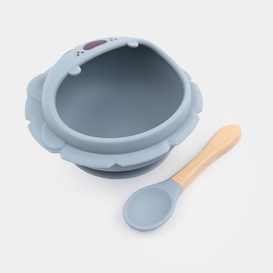 Baby Silicone Bowl+Wooden Handle Spoon