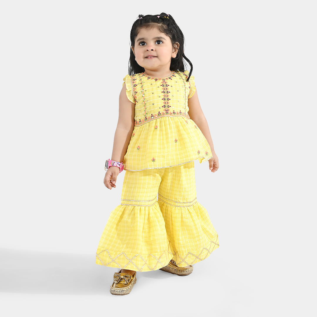Infant Girls Cotton 2Pc Set (Summer Lime) - Yellow
