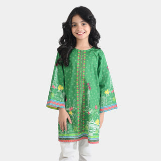 Girls Cotton Printed Kurti Floral Monuments Ind-GREEN