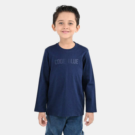 Boys Cotton Jersey T-Shirt Code Blue - Navy