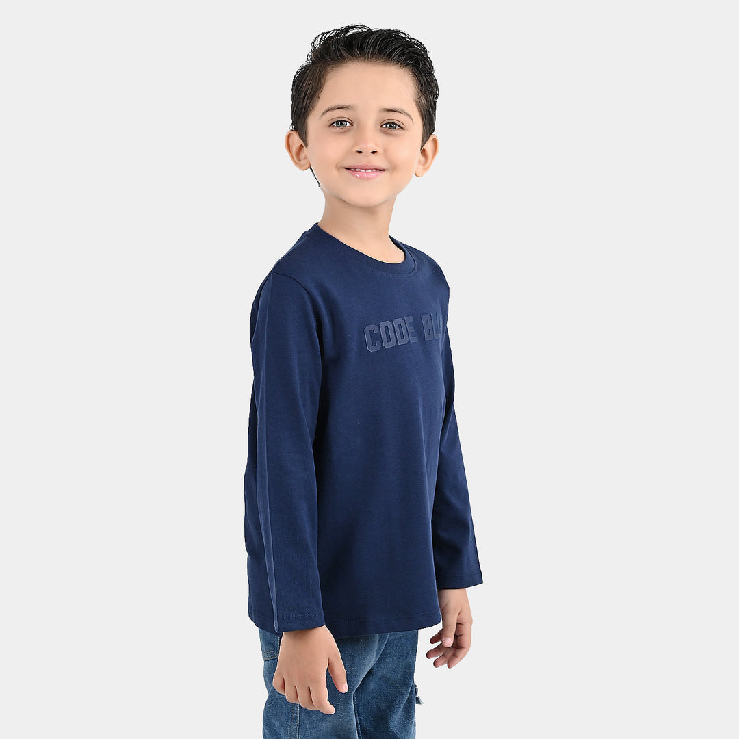 Boys Cotton Jersey T-Shirt Code Blue - Navy