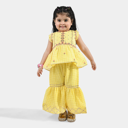 Infant Girls Cotton 2Pc Set (Summer Lime) - Yellow
