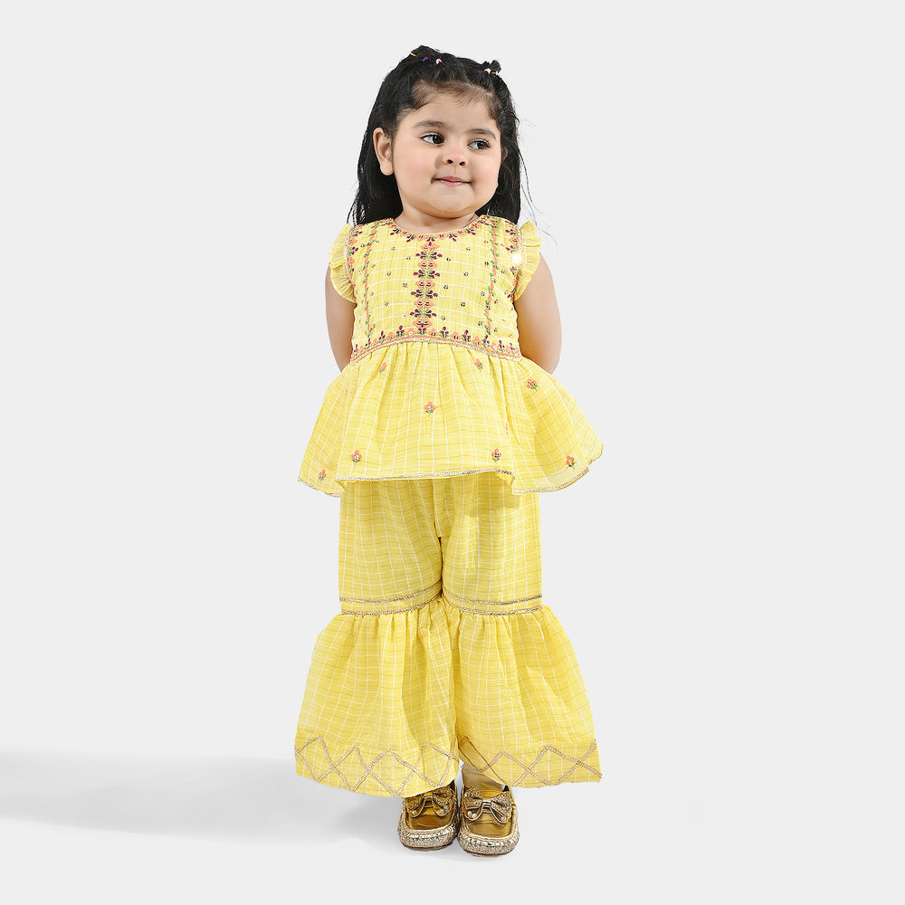 Infant Girls Cotton 2Pc Set (Summer Lime) - Yellow