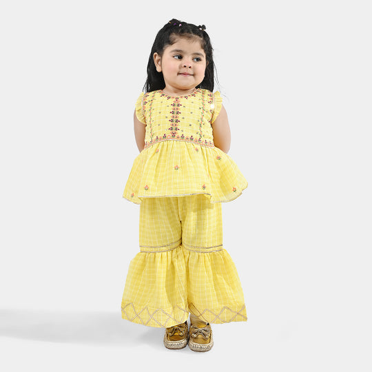 Infant Girls Cotton 2Pc Set (Summer Lime) - Yellow