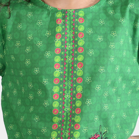 Girls Cotton Printed Kurti Floral Monuments Ind-GREEN