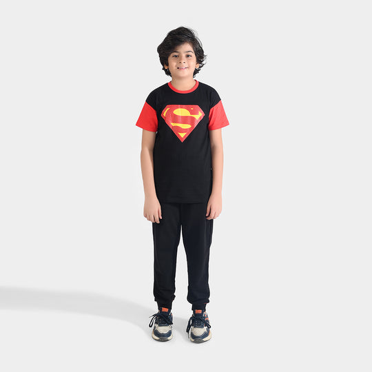 Boys Jersey/Terry 2 Piece Suit-Jet Black