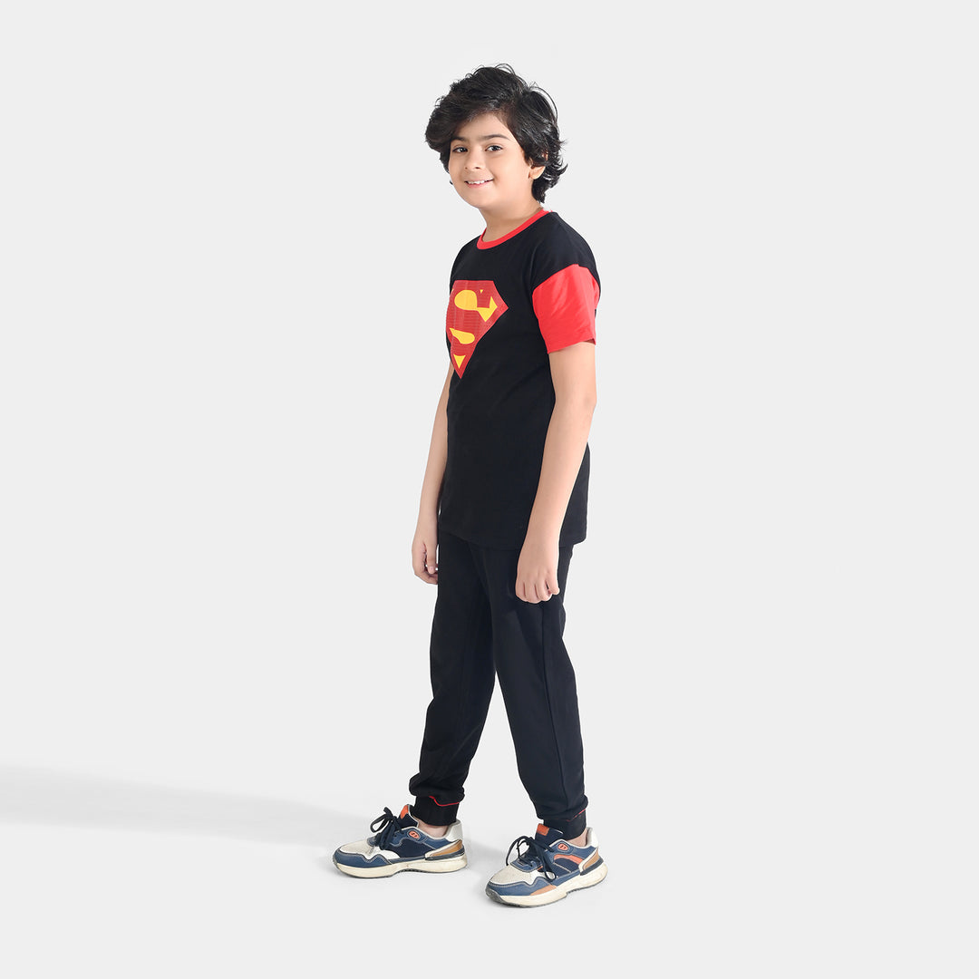 Boys Jersey/Terry 2 Piece Suit-Jet Black