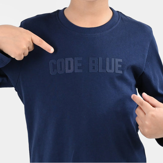 Boys Cotton Jersey T-Shirt Code Blue - Navy
