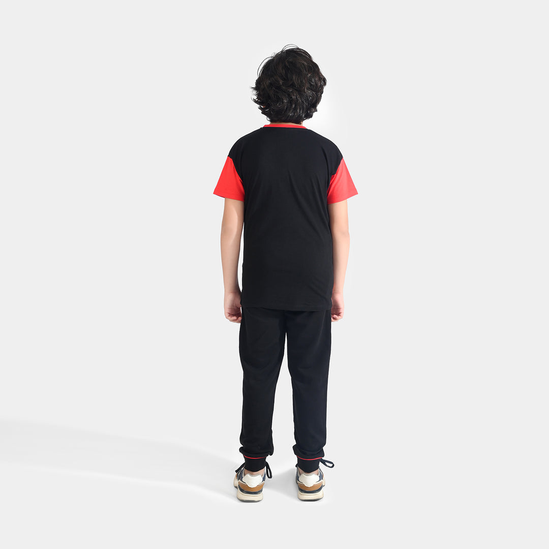 Boys Jersey/Terry 2 Piece Suit-Jet Black